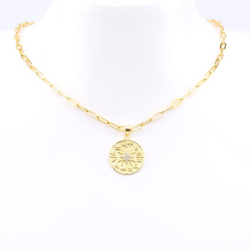 China S925 Sterling Silver Retro Round Luxury Clavicle Chain Manufactory
