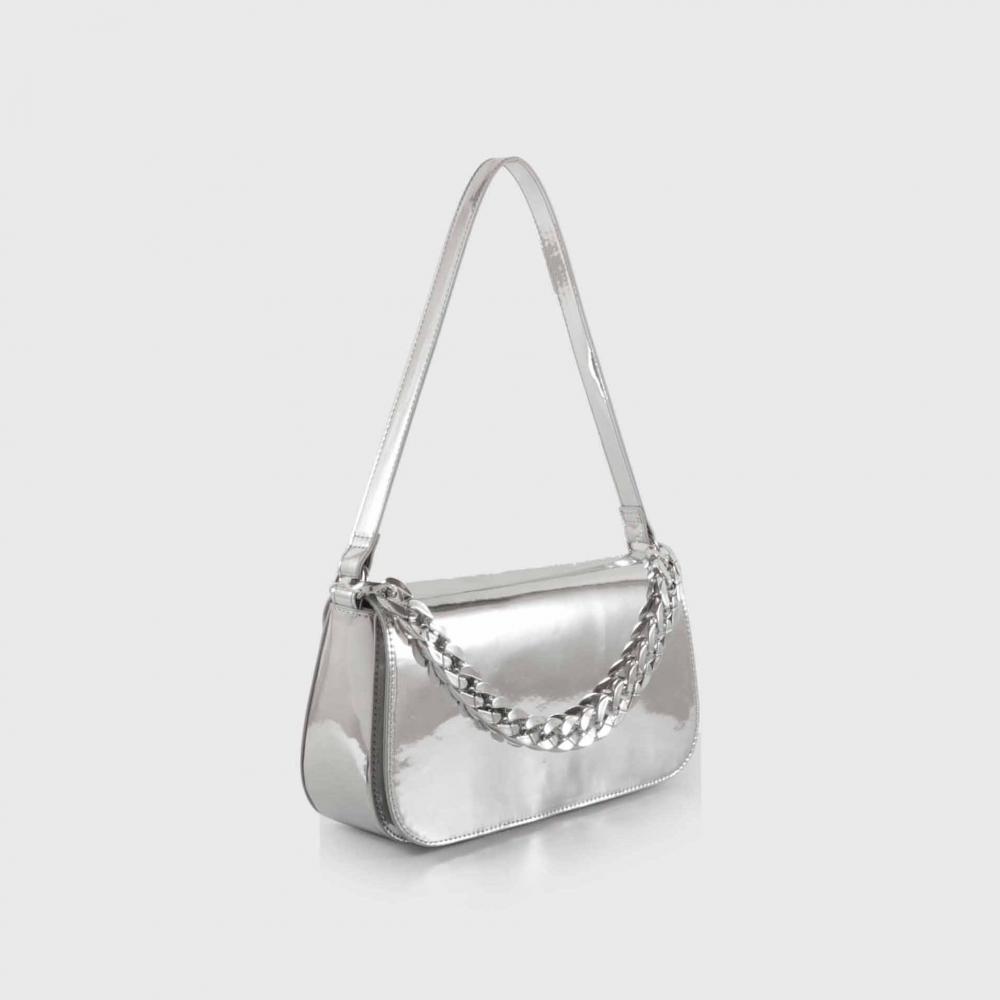 Silver Metallic Shoulder Hobo Bags