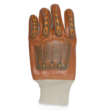 Brown PVC coated gloves with TPR