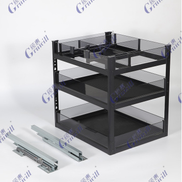 الزجاج المعدني درج أدوات تخزين مائدة مربع مربع المطبخ ملحقات المطبخ