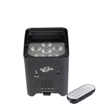 6-in-1 Battery-Powered LED Par Light for Disco Stage with RGBAW UV DMX512 and IP20 Rated Flight Case