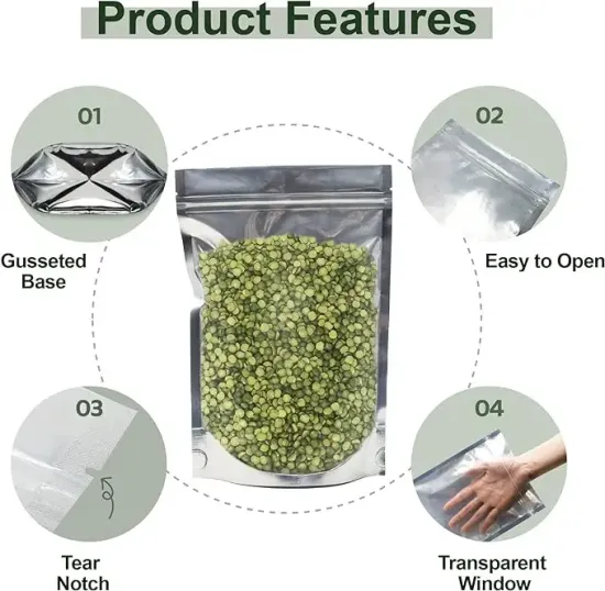 Custom Food Packaging Waterproof Biodegradable Plastic Zipper Pouch Doypack Aluminum Foil Stand Up Pouch With Logos