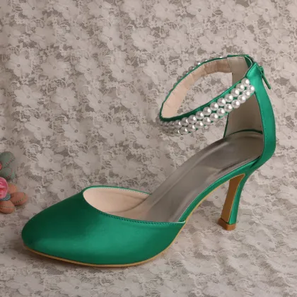 Classic Pearl Wedding Shoes High Heel