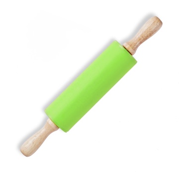 12 Inch Silicone Rolling Pin with Wooden Handle for Baking