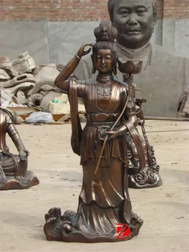 copper standing kuanyin sculpture