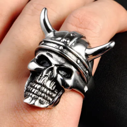 New product bull head ox horn skull rings