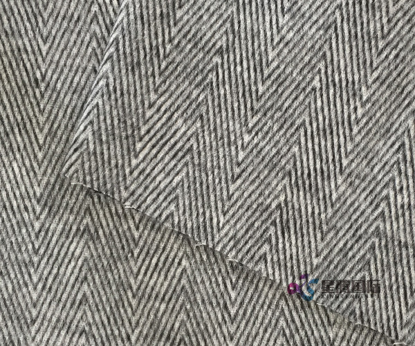 Black White Herringbone Wool Alpaca Viscose Blend Fabric