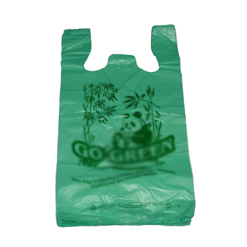 Camiseta ecologica no tejida con corte en U bolsa de plastico de compras de PE negra para comestibles