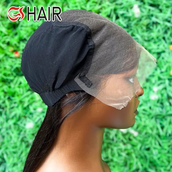 GS Top Ranking Human Hair Closure with Wig Cap - Straight 7x9 Lace Closure Frontal
