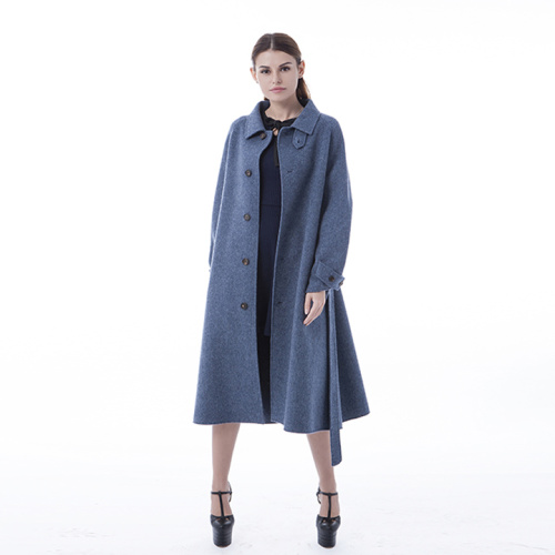 Fashion Belted blue cashmere coat