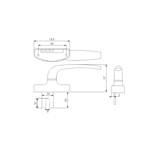 Multi-point lockable handle medium-sized