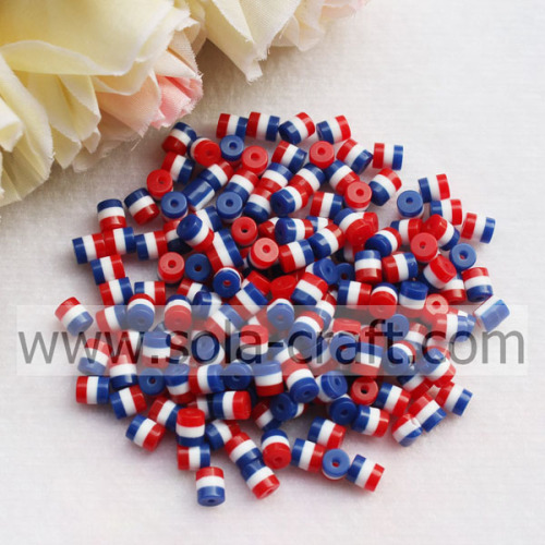 Assorted Loose Red White Blue Striped Resin Beads Necklace Finding 500pcs On sale