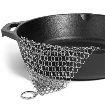 316l Chainmail Scrubber: Stainless Steel Cleaner for Cast Iron Pans