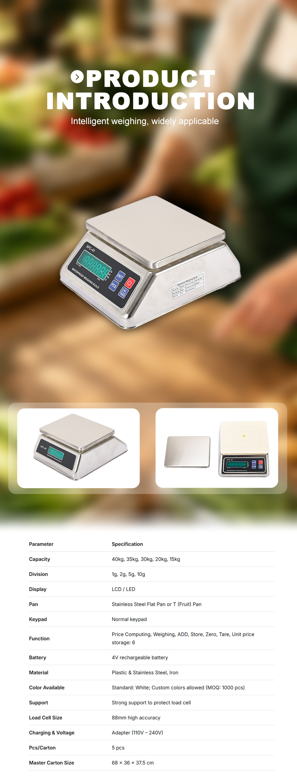 JZC1700 Full Stainless Waterproof Weighing Scale X