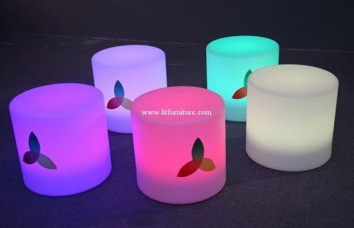 Nontoxic And Peculiar Smell Led Round Bar Stool , Led Cube Chair