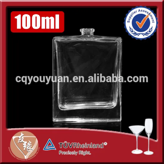Gift packaging high grade rectangular shaped crystal super flint transparent glass bottle parfum 100 ml