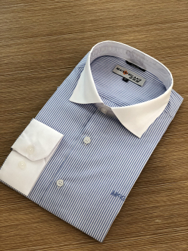 Male long sleeve 100%cotton yarn dyed stripe shirt