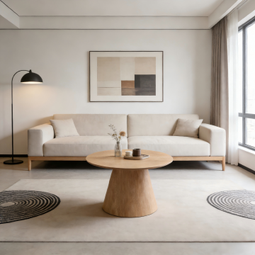 Mesa de centro redonda de madeira para salas de estar modernas