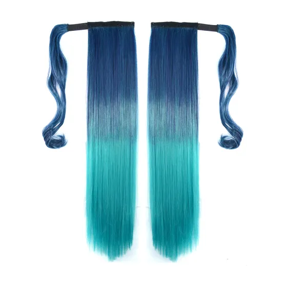 Hot Sale Product Ombre Color Detachable Ponytail Hairpiece Wrap Around Private Label Straight Ponytail Extensions Synthetic Hair
