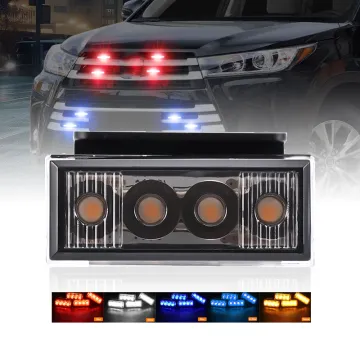 Universal Car LED Front Grille Strobe Light - Daytime Running Lamp DRL Grid Warning Lamp (3in1/4in1/5in1/6in1) Amber