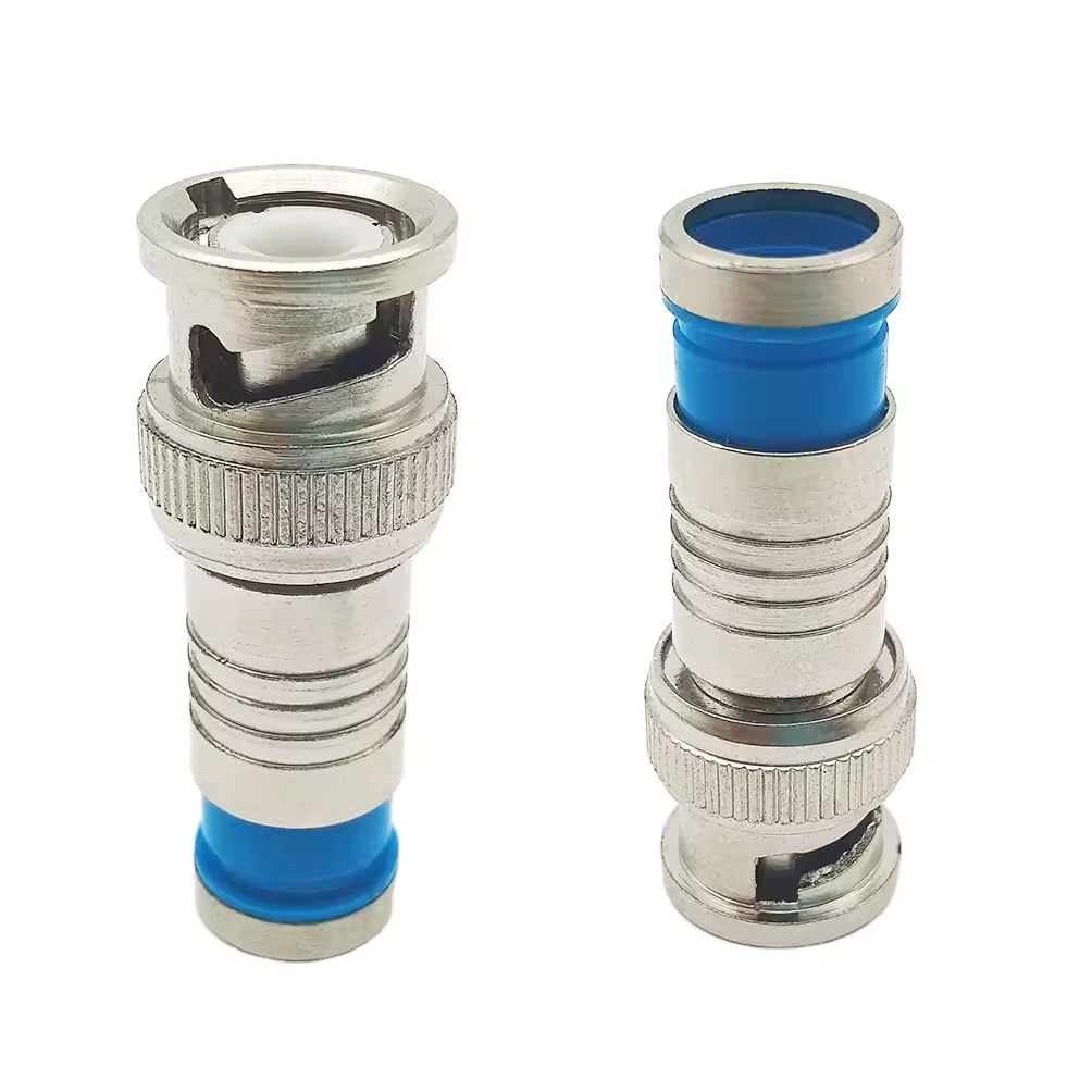 BNC Male Quad Shield Compression Coax Connector