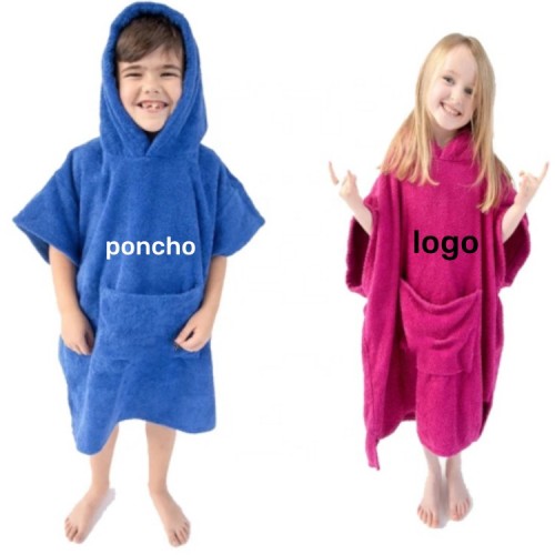 Cotton Hooded Poncho Towels for Kids Custom cotton Beach poncho towels for kids Manufactory