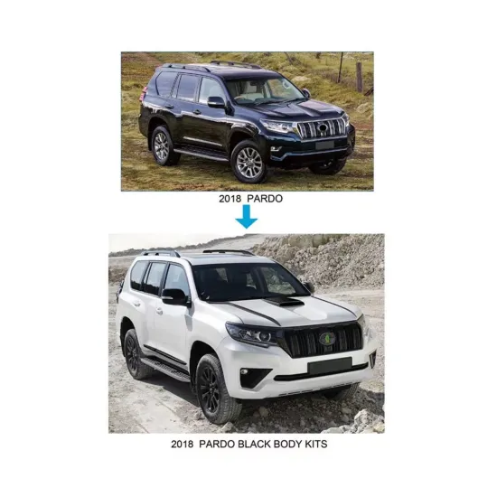 Factory Black Front Bumper Grille Kit with Headlight and Taillight for Land Cruiser Prado 2018 Facelift