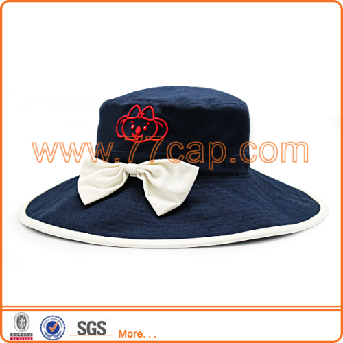 Beautiful bowknot cotton kids cute bucket hat made in china