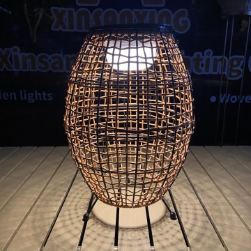 Customized Chinese Cheap Vintage Industrial Rattan Table Lamp