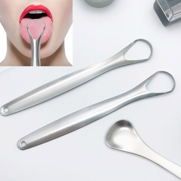 Stainless Steel Tongue Scraper Cleaner Oral Tongue Cleaner Brush Fresh Breath Cleaning Coated Tongue Toothbrush Oral Hygiene