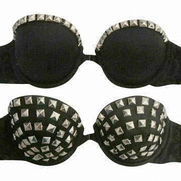 80% Nylon/20% Spandex Women's Contour Bras, Rivet 3/4 Cup with Adjustable Strap, Push-up Item