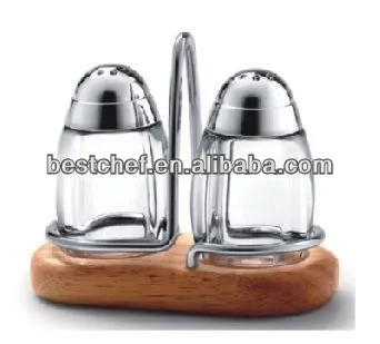 luxe acryl Condiment salt and pepper shaker set with shelf