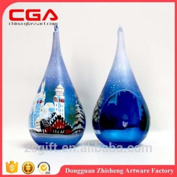 Hand-painted teardrop shape hesrt shape or round ball glass candle holder christmas decoration