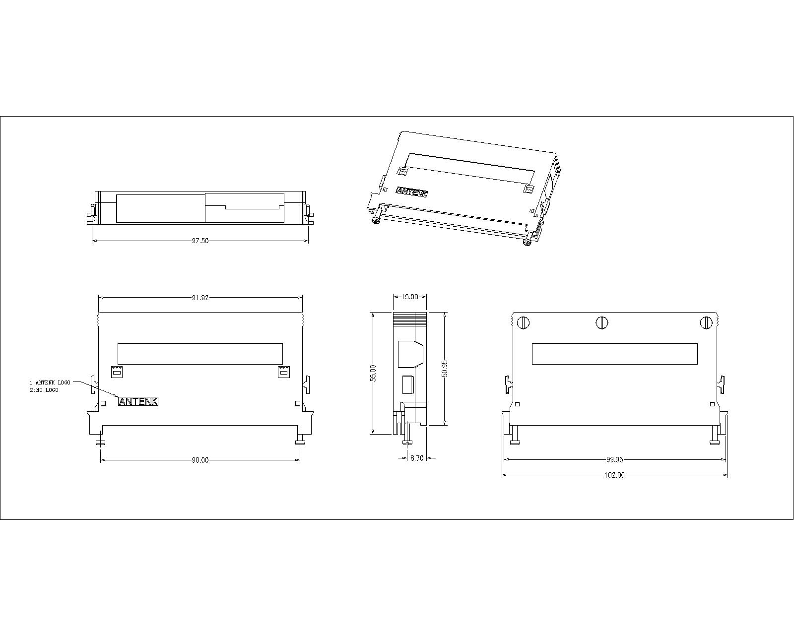 DIN SIGNAL SHELL HOUSING C15 DIC-96-A-A-301