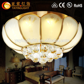 brass glass with crystal balls ceiling lamps, lobby bright crystal ball living room hotel marble copper ceiling lamps