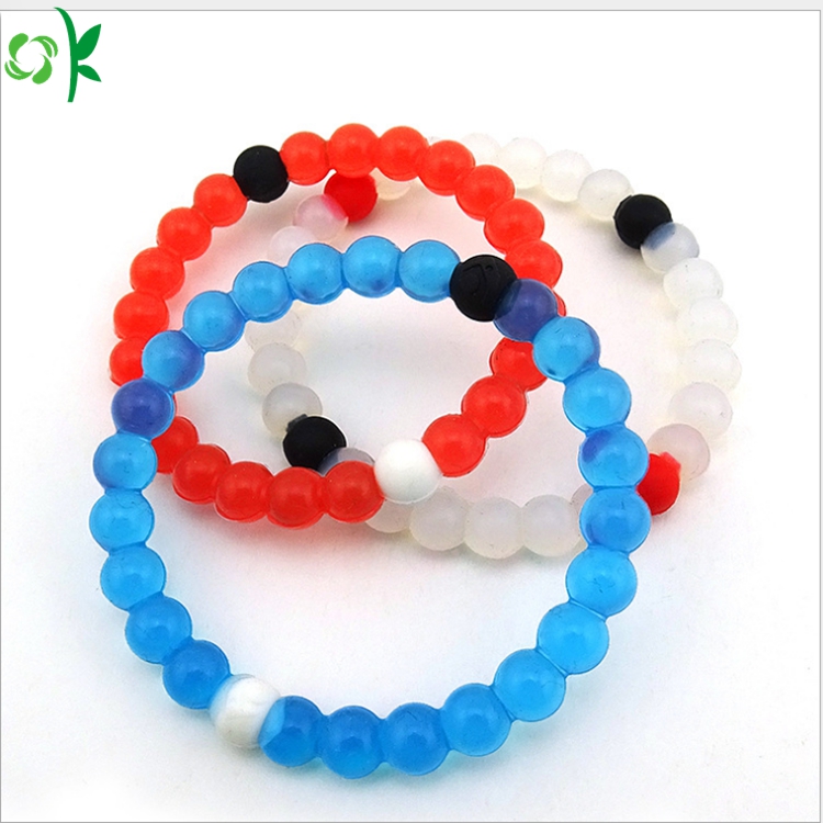 High-quality Charm Silicone Bead Bracelet with Mixed-colors