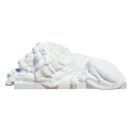 Luxury White Marble Lion Statue Royal Guardian Sculpture