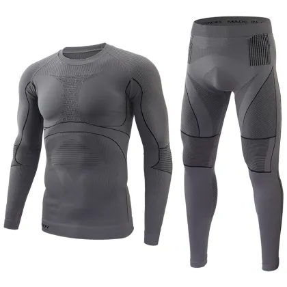 ESDY Winter Nylon Thermal Solid Color Seamless Thermal Underwear for Men