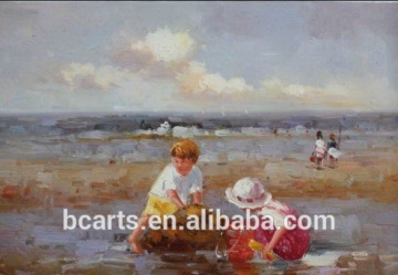 Nice abstract beach kids oil painting ,quality canvas Seascape oil painting