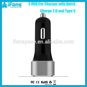 2016 best quality QC2.0 universal 3 port USB Output 12v 5.4a Quick Charging Car battery Charger USB C Car Charger