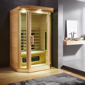 2-3 Person Home Infrared Wooden Sauna Cabin with Colorful Lights