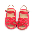 Red Sandals Girls Beautiful Baby Leather Sandals Sqeaky Baby Shoes Supplier