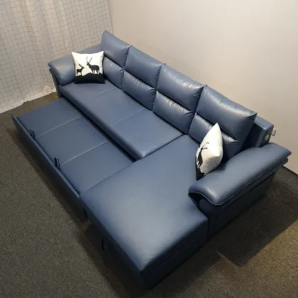 Classic Style L Shape Leather Sofa Set - Sectional and Functional Sofa Cum Bed for Home