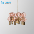 LEDER Lampadario vintage in vetro rosa