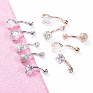 Stainless Steel Belly Button Rings for Women Love Heart Navel Curved Barbell Studs Sexy Dangle Belly Body Piercing Jewelry Set