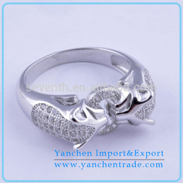 Animal Shaped Ring Design with Rhodium Plated Micro Pave CZ Diamonds