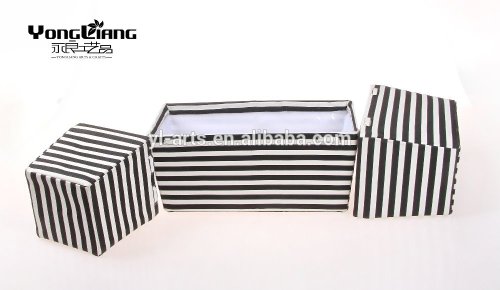 Black and white striped canvas storage basket 3pcs /set