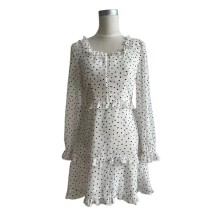 Square Neck Long Sleeves Ruffled Mini Dress