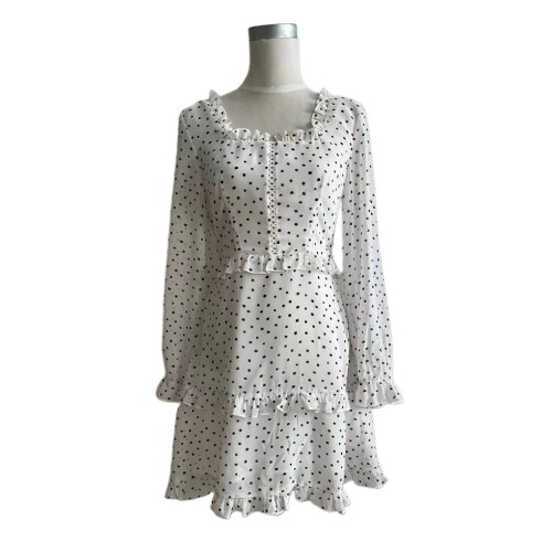 Square Neck Long Sleeves Ruffled Mini Dress