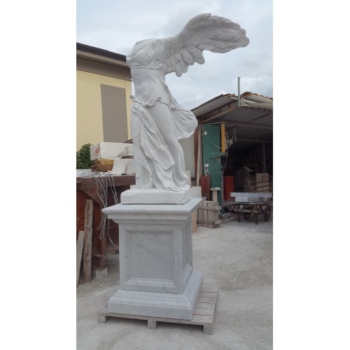 Classic Figure in Hand-Sculpted Marble Feathered Wings